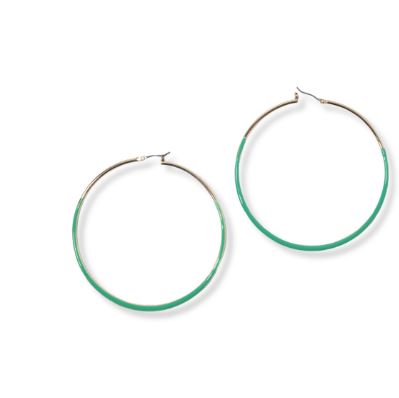 GOLD/GREEN ROUND HOOP EARRINGS