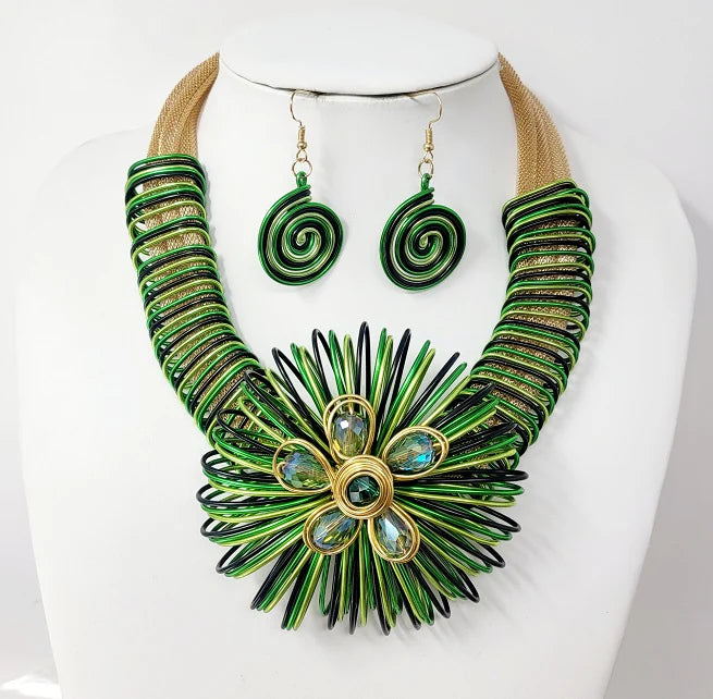 GOLD GREEN METAL SWIRL COIL DESIGN