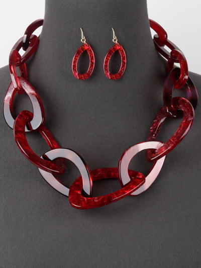 BURGUNDY TONE LINKED FASHION CHAIN