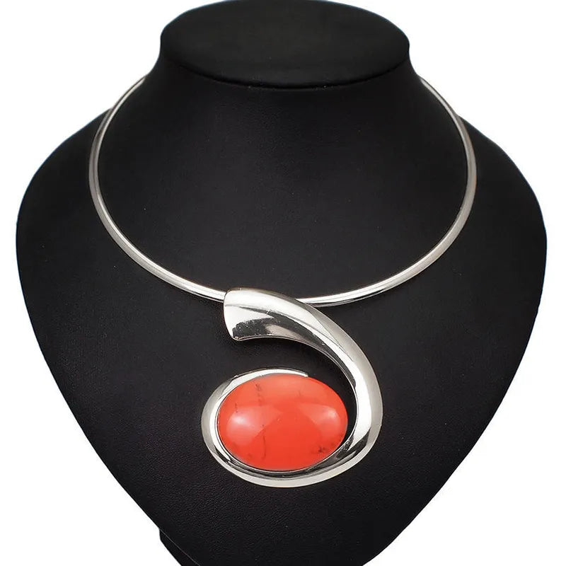 ORANGE SIMPLE CLASSIC PENDANT STYLE NECKLACE