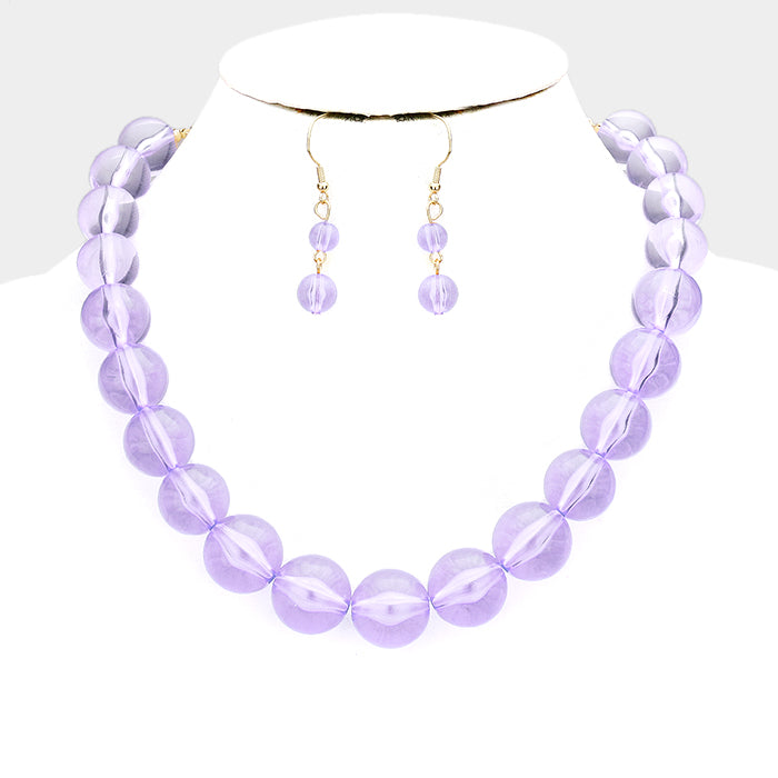 LAVENDER SINGLE STRAND BEADED NECKLACE