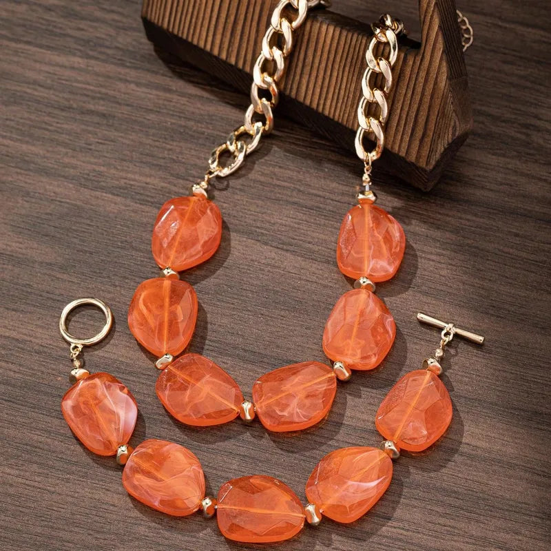 SIMPLE STYLE ORANGE BOHEMIAN CLASSIC NECKLACE