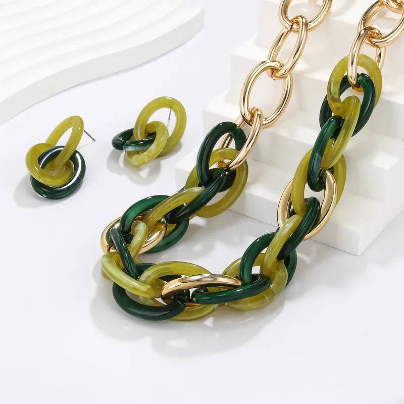 GREEN KNIT STYLE CHAIN NECKLACES
