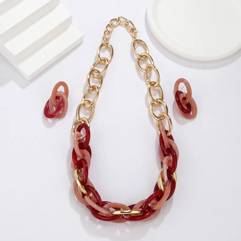 ROSE & PINK KNIT STYLE CHAIN NECKLACES