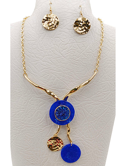 BLUE GOLD FASHION BIB NECKLACE