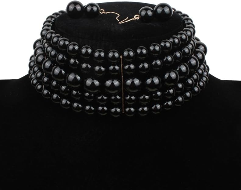 BLACK PEARL CHOKER NECKLACE SET