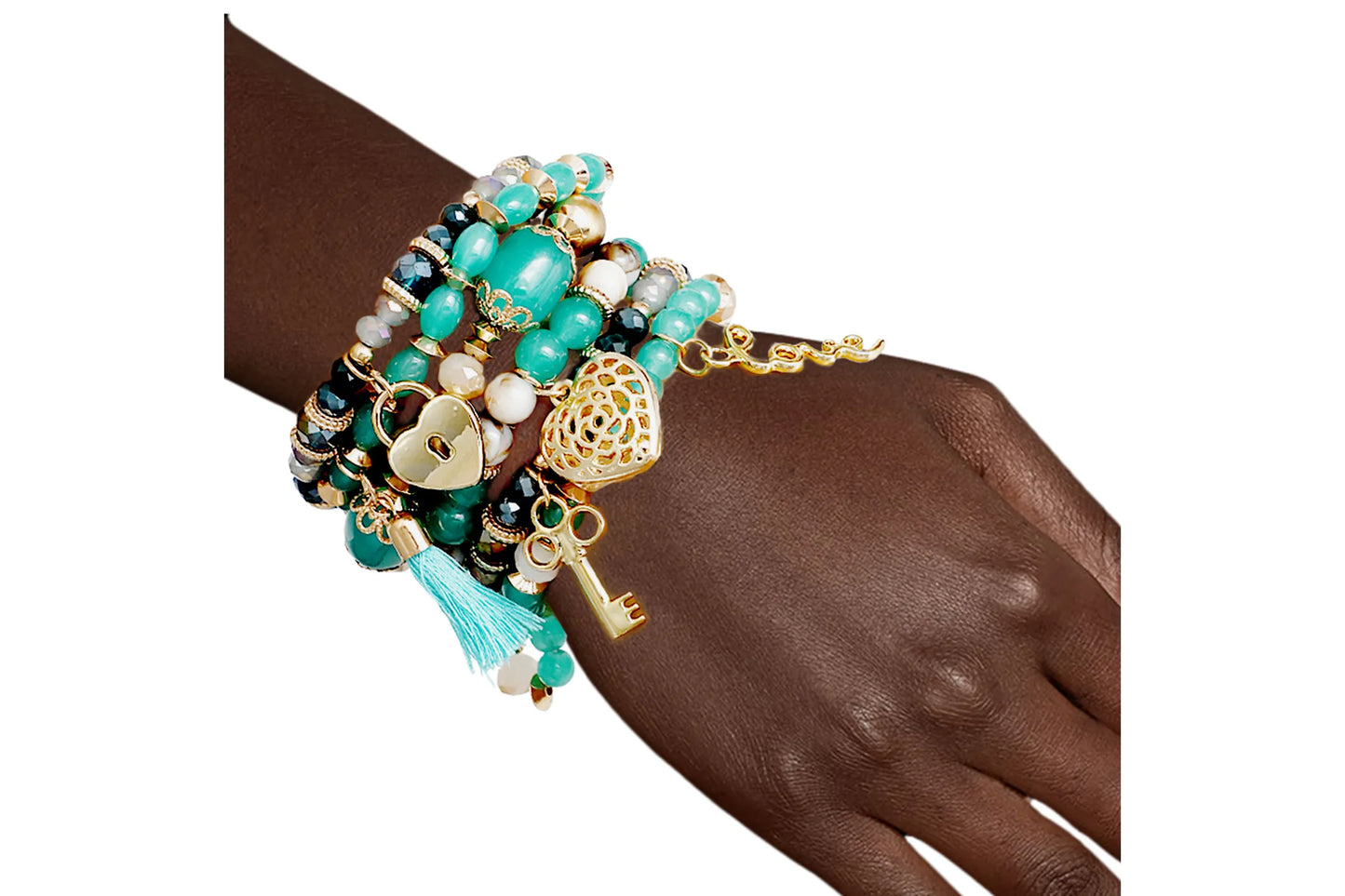 GOLD MINT LOVE 7 PC BRACELET