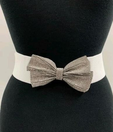 RHINESTONE PAVE BOW ELASTIC STRETCH BELT