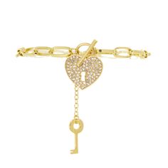 Bracelet - Lock Me Up - Gold & Bling Bracelet -7"