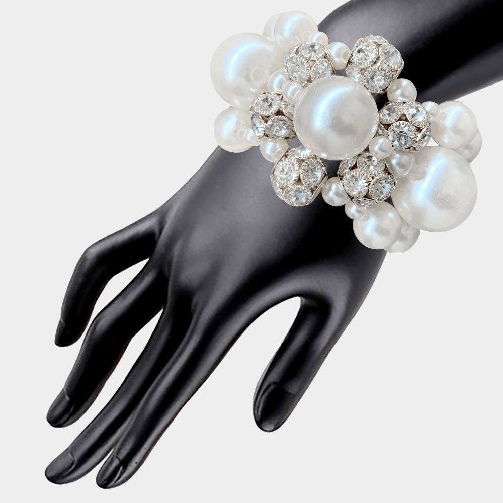 Bracelet - Pearls & Bling - Stretch