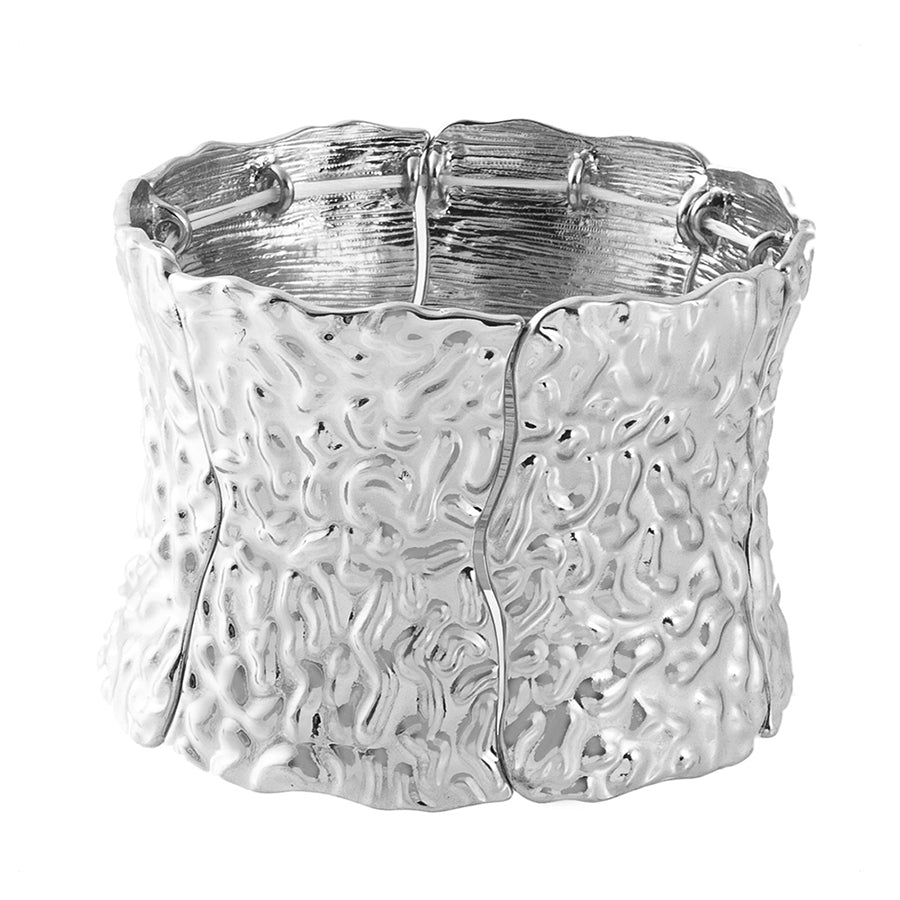 Bracelet - Silver Hammered Stretch
