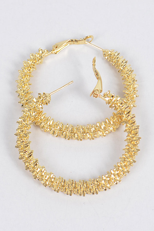 Earrings - Diamond Cut Hoops - Gold
