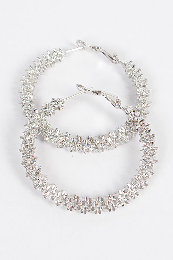 Earrings - Diamond Cut Hoops- Silver
