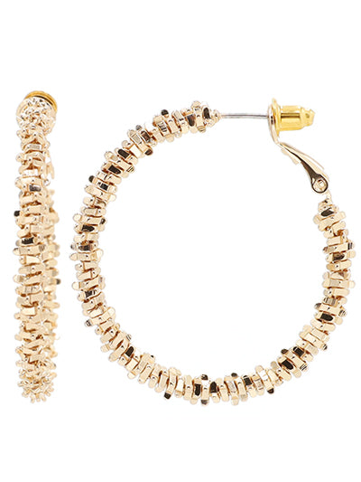 Earrings - Gold Metal Cut Design Hoops