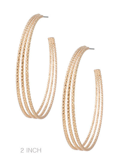 Earrings - Gold Triple Round Hoops