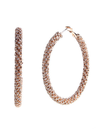 Earrings - Gold Crystal Rhinestone Hoops