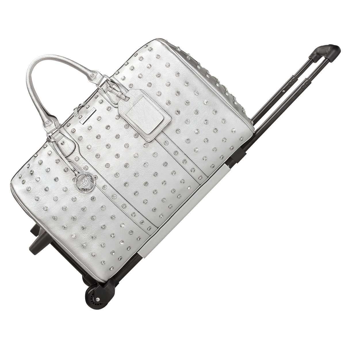 Luggage - Sparkle N' Chic Silver Weekender on Wheels