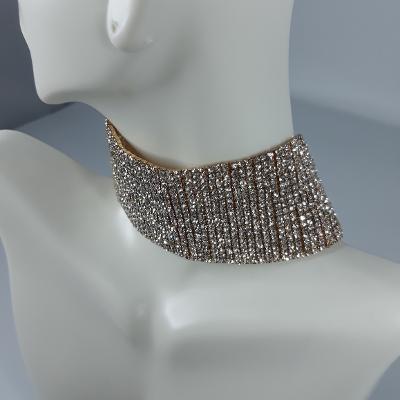 Necklace - Gold Wide Bling Coker
