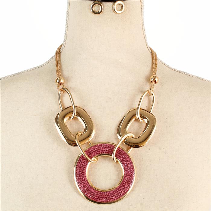 FASHION NECKLACE SET GOLD/PINK