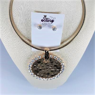 METAL DROP CHOKER NECKLACE SET