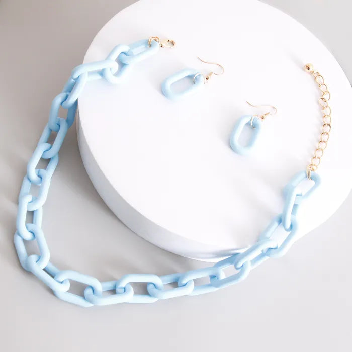 AQUA RUBBER COATED CHAIN NECKLACE