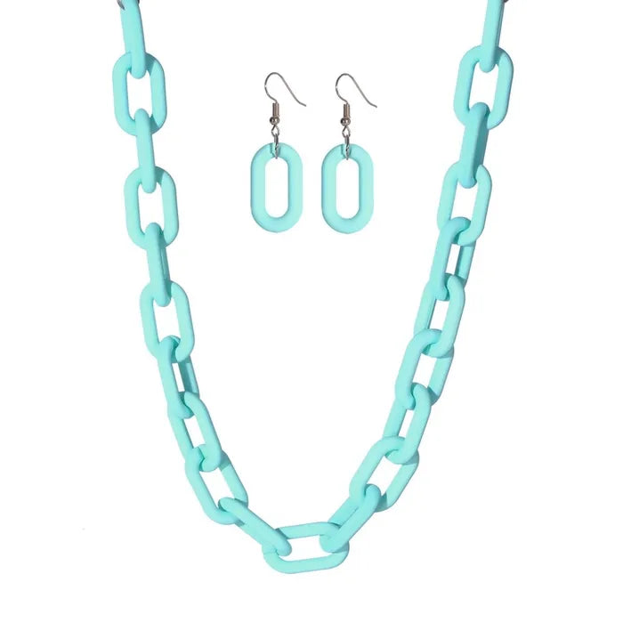 MINT RUBBER COATED CHAIN NECKLACE