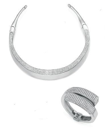 Necklace Set - Diamond Mine - Silver Bling Necklace & Bracelet