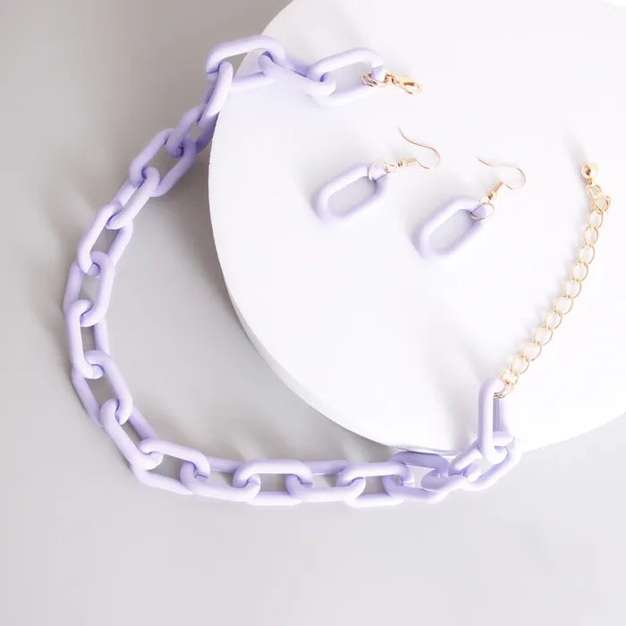 LAVENDER RUBBER COATED CHAIN NECKLACE
