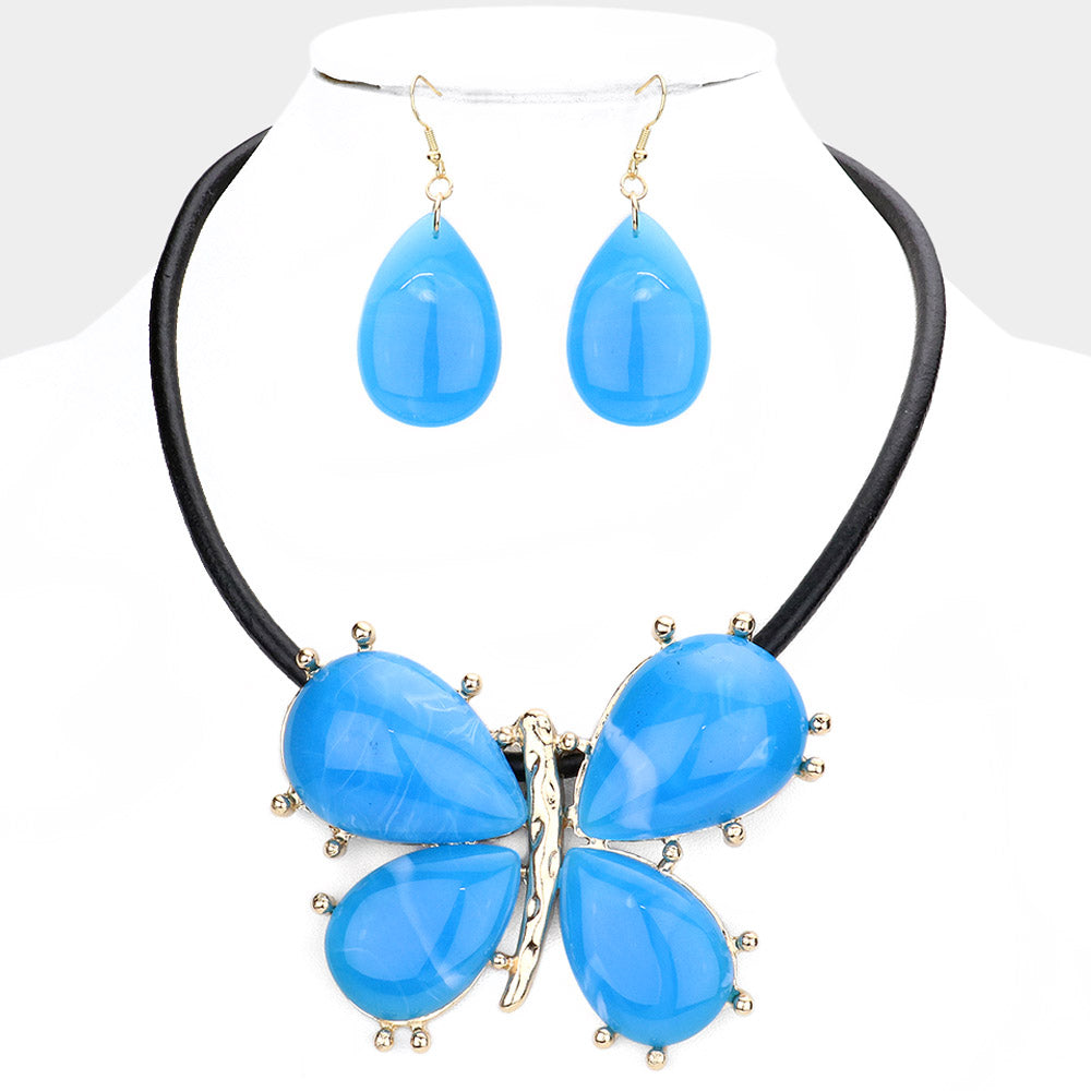 TEARDROP BEAD BUTTERFLY NECKLACE