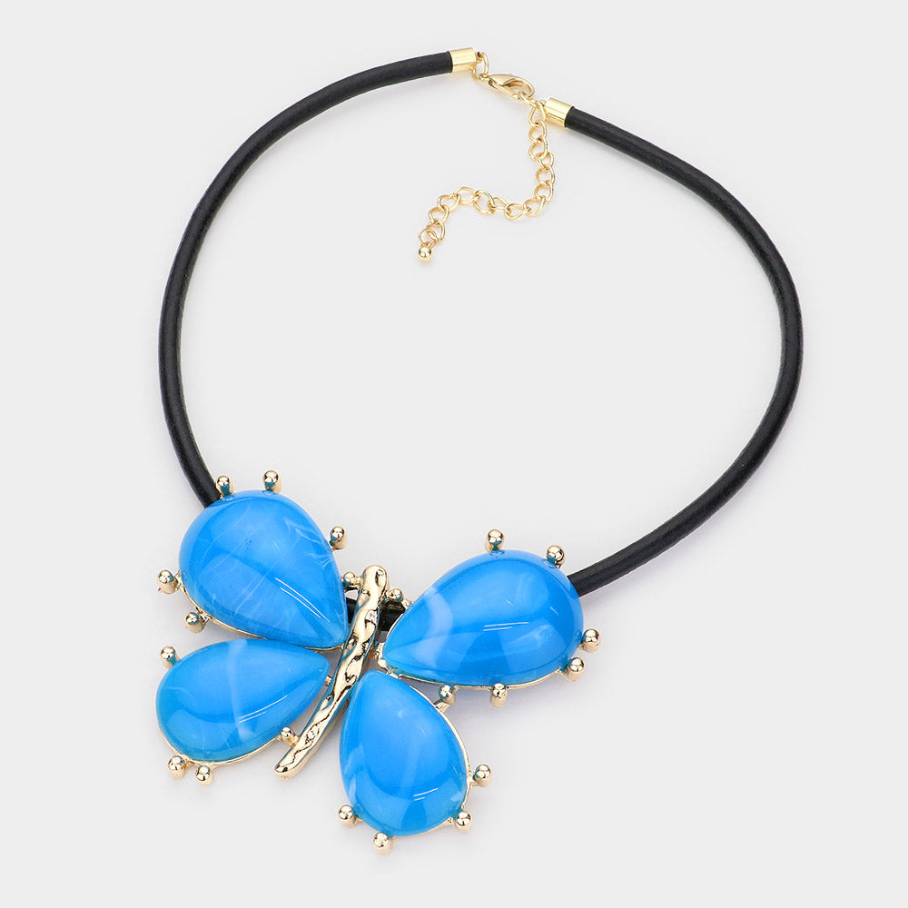 TEARDROP BEAD BUTTERFLY NECKLACE