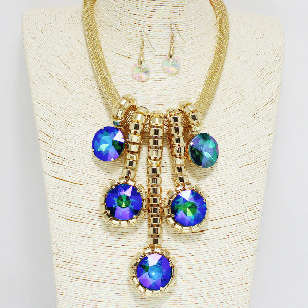 DROPPED ROUND STONE NECKLACE