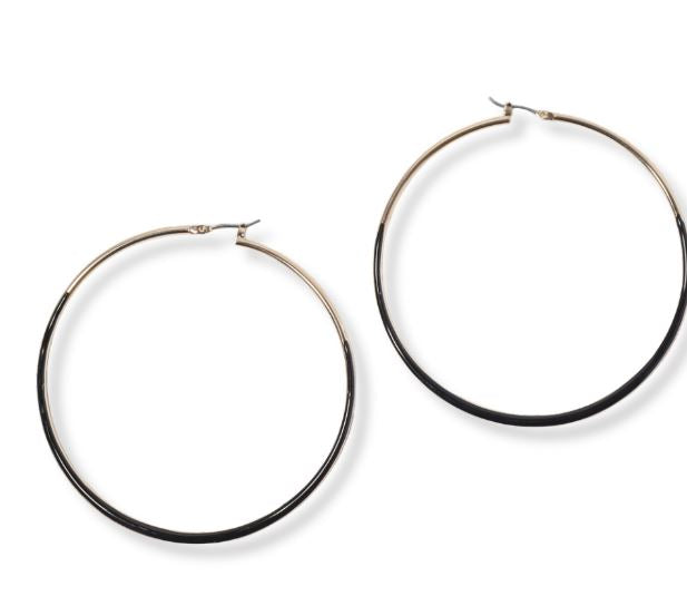 GOLD /BLACK ROUND HOOP EARRINGS