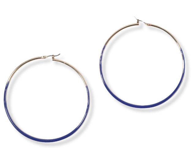 GOLD/ROYAL BLUE ROUND HOOP EARRINGS