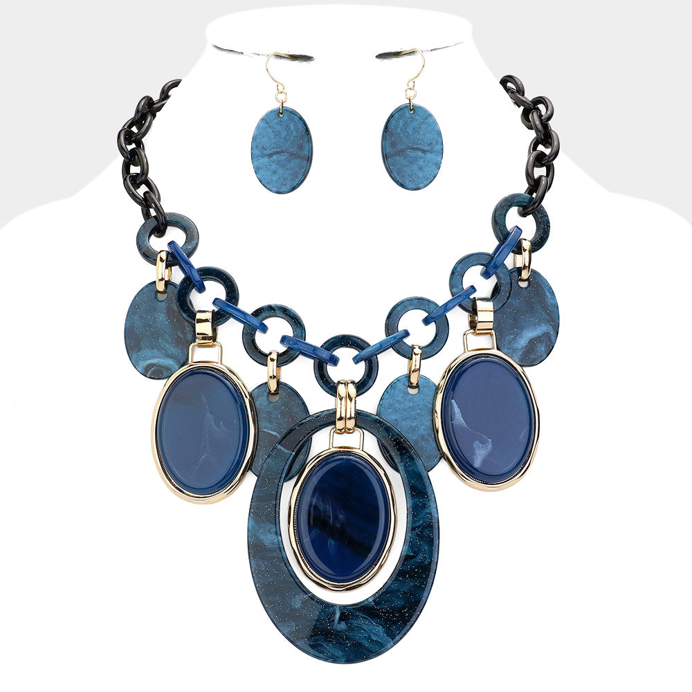 BLUE ABSTRACT STATEMENT NECKLACE