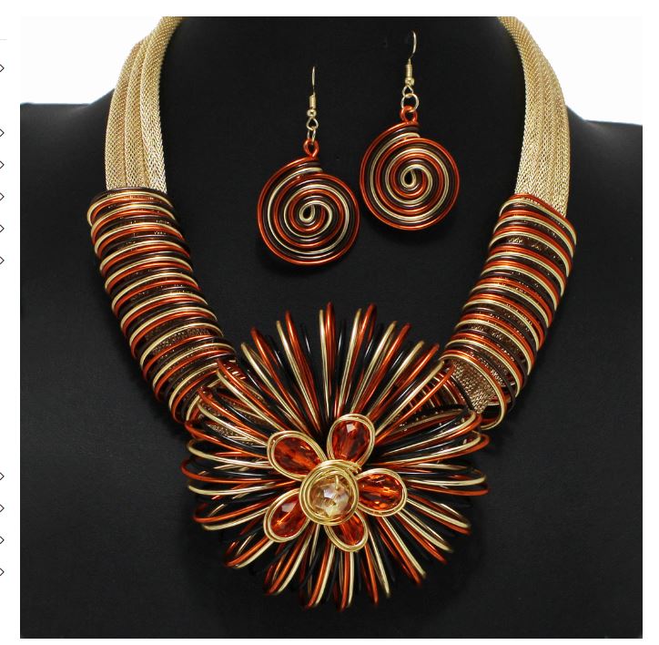 GOLD ORANGE METAL SWIRL COIL DESIGN