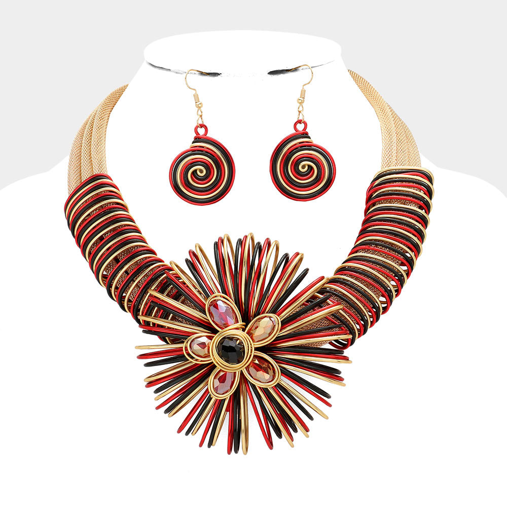 GOLD RED METAL SWIRL COIL DESIGN