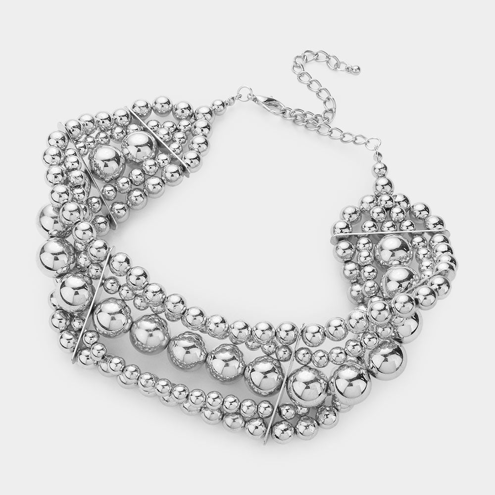 METAL BUBBLE CHOKER NECKLACE SET