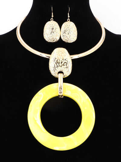 YELLOW FASHION DROP PENDANT NECKLACE