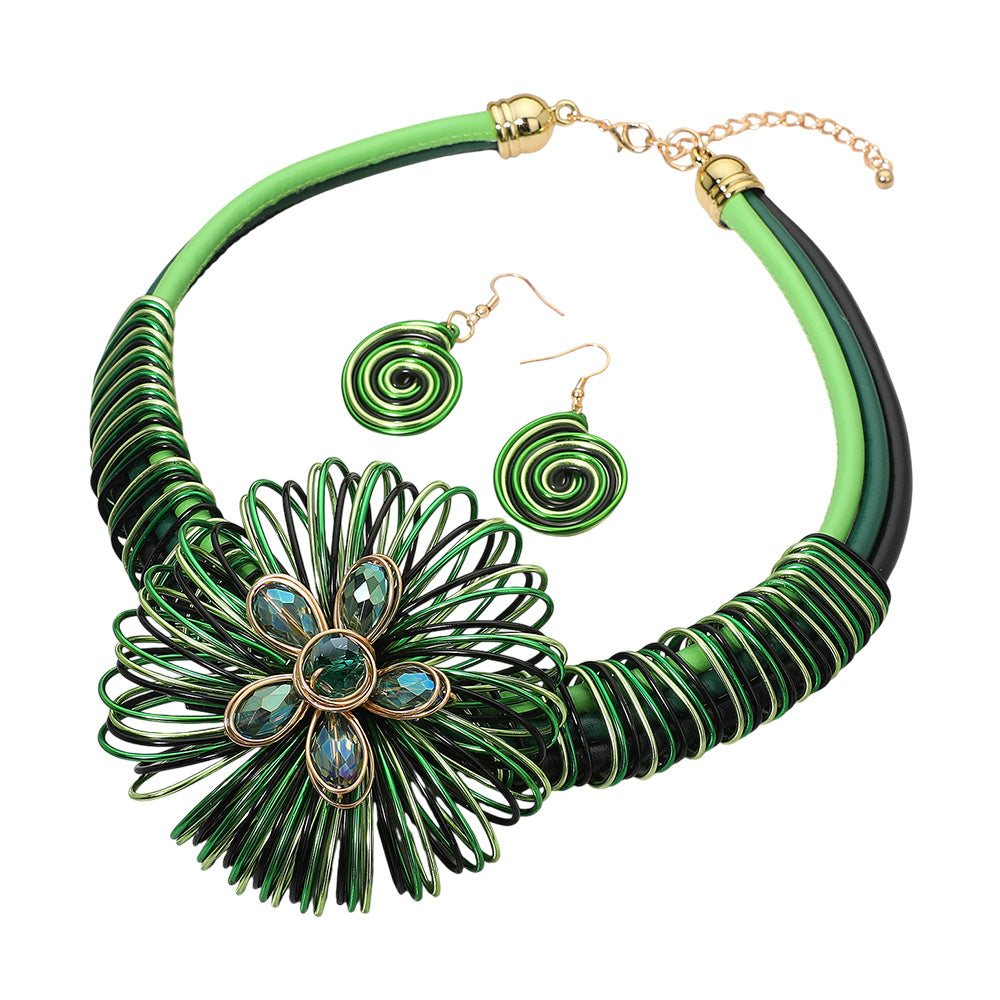 MULTI GREEN GOLD METAL SWIRL COIL DESIGN