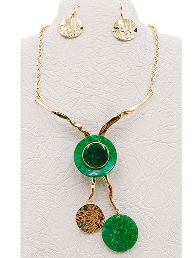 GREEN GOLD FASHION BIB NECKLACE