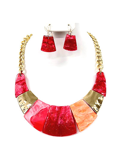 MULTI - COLOR FASHION EPOXY BIB NECKLACE SET