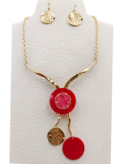 RED GOLD FASHION BIB NECKLACE