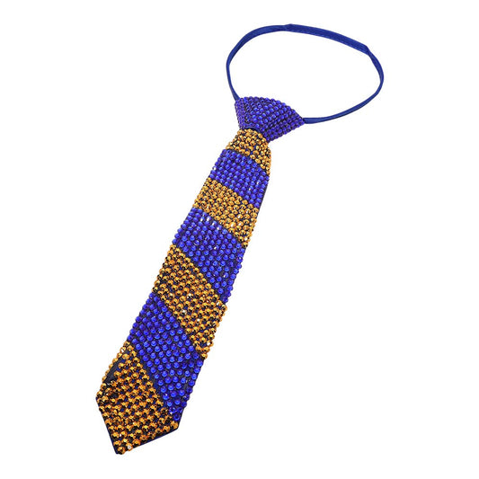 BLUE & GOLD BLING STUDDED NECKTIE