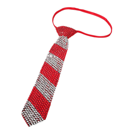 RED & SILVER BLING STUDDED NECKTIE