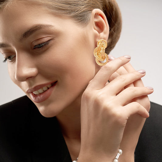 CLIP ON MATTE GOLD KNOT EARRINGS