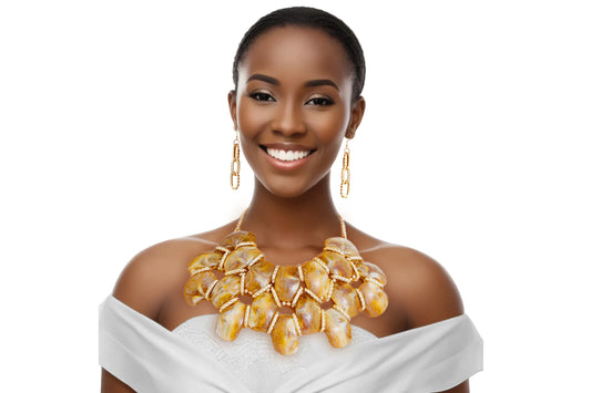 ARTFULLY DESIGNED AMBER COLORED ENSEMBLE