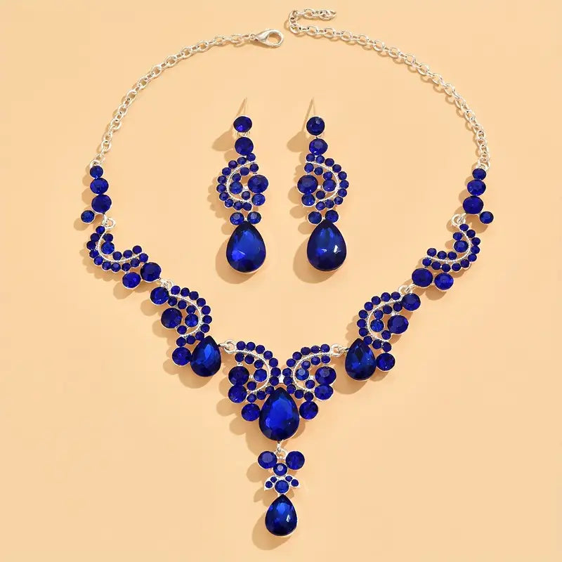 BLUE SWIRL NECKLACE & EARRINGS SET