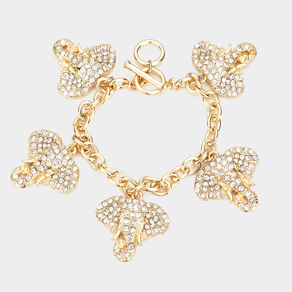 Bracelet - Elephants - Gold Toggle closure
