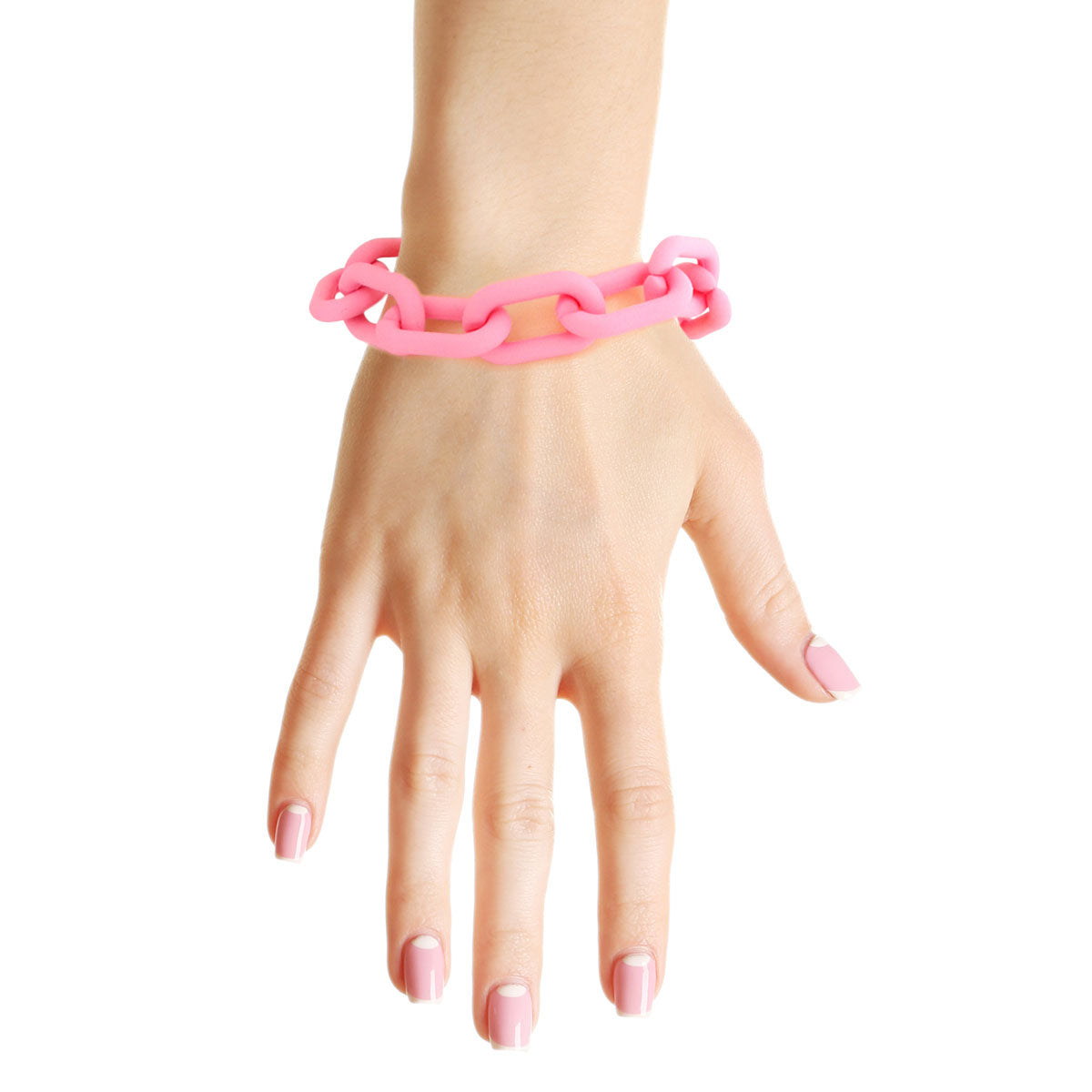 PINK RUBBER COATED CHAIN BRACELET