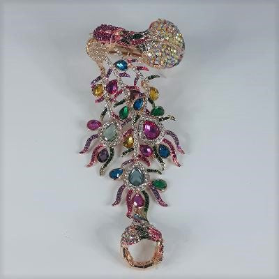 Bracelet - Peacock Multicolored Design with Ring